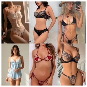 Ensemble de Lingerie Sexy en Dentelle pour Femme, Soutien-Gorge à Armatures, String, Jarretelles, Motif Floral, Transparent et Évidé, Haute Qualité - Product Image 5