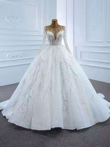 S1212R New Simple Slim Heavy Tail Long Sleeve Tie <b>White</b> Temperament Hot Selling Bridal Wedding Dress - Product Image 2