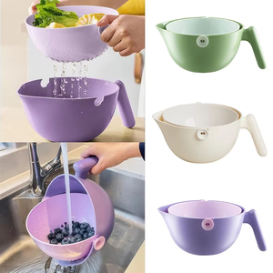 Panier égouttoir à oiseaux avec poignée pivotante avec stockage détachable à une main nettoyage bassin à fruits et légumes outil polyvalent - Product Image 1