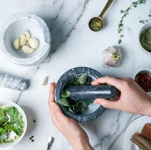 Großhandel Natur Granit Marmor Stein Mörser und Stößel Set