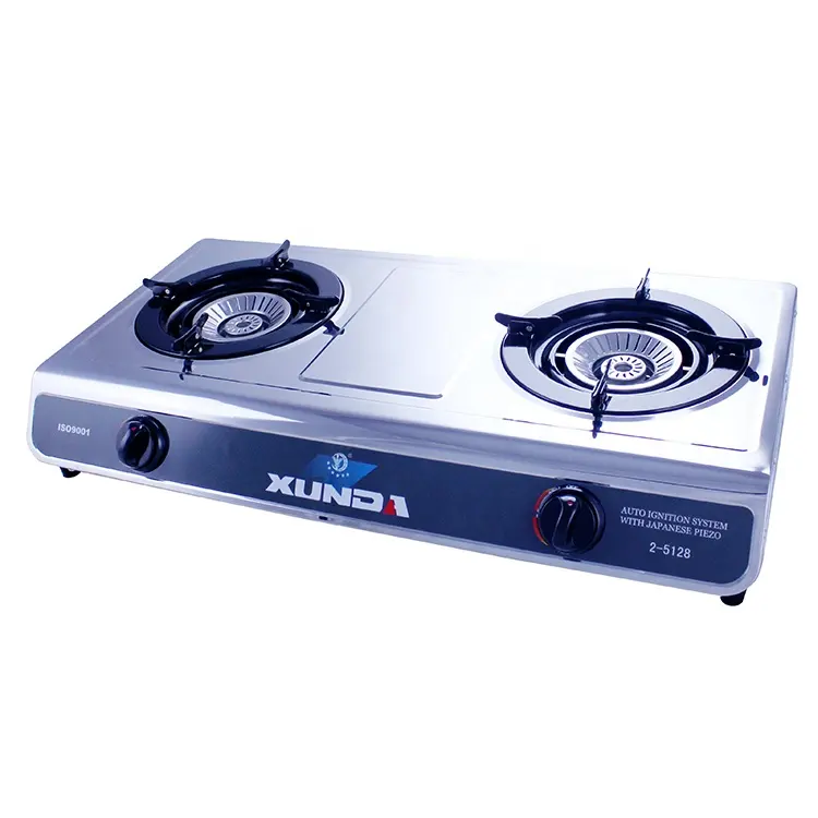 Xunda 2 Burners Free Standing Table Stove Gas Cooker Stainless Steel in Cooktop with CE Certificate