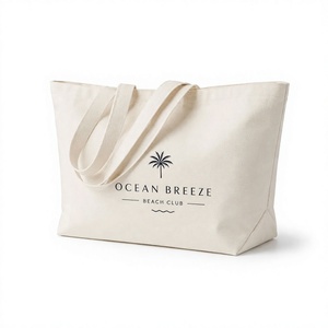 High Quality Recycled Cotton Canvas <b>Extra</b> <b>Large</b> Beach Tote Bag 10OZ Letter Custom Graphic <b>Print</b> Prestige Creations Shopping - Product Image 1
