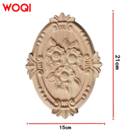 Apliques de roseta tallada en madera decorativa WOQI, onlays circulares para muebles y adornos de madera para colgar en la pared para decoración del hogar