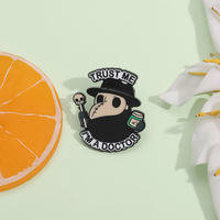Percayalah saya adalah dokter Enamel Pin Gothic gagak bros logam kerah jas perhiasan aksesori ransel grosir