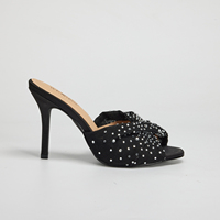 WETKISS OEM Custom Sext Peep Toe Twisted Mesh Rhinestone High Heel Slides Sparkly Crystal Stiletto Party Mules Women Slides