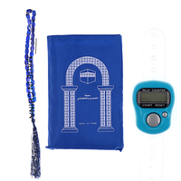 Tapis de prière musulman portable, tapis de prière islamique de poche avec boussole, compteur et ensemble de chapelet