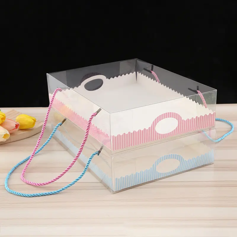 Carré PET monocouche portable gâteau oeufs au four tartes biscuits emballage transparent petite boîte cadeau avec fenêtre