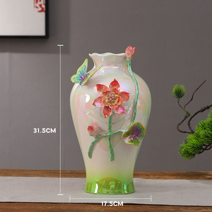 Phong cách hiện đại lối vào nhà TV Tủ hoa sắp xếp trang trí Handmade bình gốm đẹp men màu rỗng chạm khắc - Product Image 6