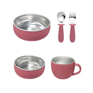 Juego de Platos de Silicona con Succión para Niños, Platos de Entrenamiento para Comer, de Doble Pared, Aislados, de Acero Inoxidable, Libres de BPA - Product Image 2