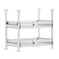 Étagère de rangement de cuisine extensible à 2 niveaux sous l'armoire - Organisateur de tiroir coulissant en métal sans perçage pour placards