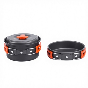 Outdoor Camping <b>Cookware</b> Set 1-2L Nonstick Aluminum Oxide Pot Portable Lightweight for Picnic Hiking - Product Image 2