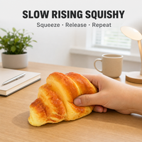 Jouet Squishy Croissant Classique à Remontée Lente, Motif Doré Brillant à Picots, Anti-Stress, Compagnon de Bureau