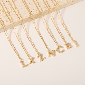 Collana di Lusso con 26 Lettere dell'Alfabeto Inglese, Ciondolo con Diamanti, Catena in Acciaio Inox Placcato <span class=keywords><strong>Oro</strong></span> 18k per Donna - Product Image 5