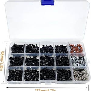 Kit de tornillos de control remoto universal, 520 piezas, acero al carbono, oxidación en negro, para coches y camiones RC, piezas de conexión de fijación - Product Image 1