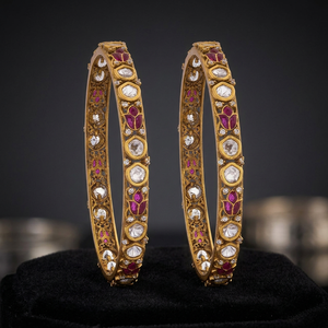 Bracelet de mode Kundan 188252 en alliage de zinc, forme de fleur rubis, pour mariage, femme - Product Image 2