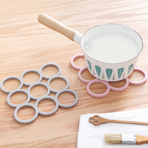 Round Silicone Heat Insulation Mat Pink And Gray Coaster For Kitchen Pot Cup Table Use - Product Image 4