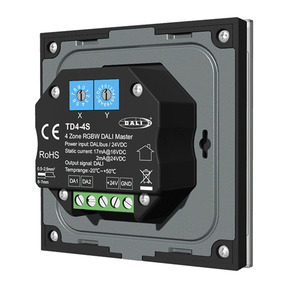 Controlador maestro DALI de <span class=keywords><strong>4</strong></span> zonas certificado DALI-2, panel táctil de vidrio montado en la pared RGBW de 2, alimentado por bus DALI o 24V CC para luz - Product Image 5
