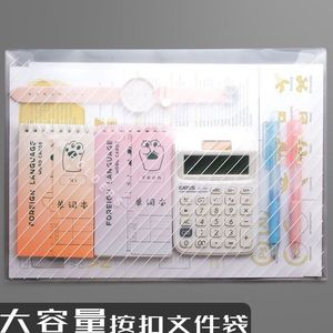 Xi Peptide A4 Document Bag Transparent <b>Plastic</b> Thickened Office Storage <b>Folder</b> With Buttons For Study And Work - Product Image 5
