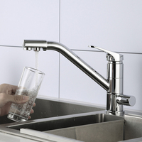 Robinet de cuisine en laiton 3-en-1 avec filtre, mélangeur d'eau pour évier de cuisine et utilisation en chambre, finition chromée, garantie 3 ans