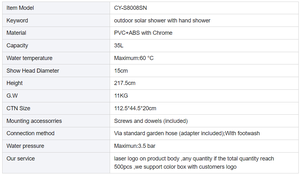 Vente flash : la nouvelle conception de douche solaire de <span class=keywords><strong>piscine</strong></span> couleur or 35L avec douchette, douche de plage, douche extérieure - Product Image 6