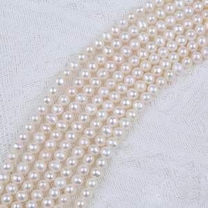 Perles d'eau douce naturelles de 6 à 7 mm, presque rondes, en vrac, perles réelles, matériaux faits à la main, diverses couleurs disponibles - Product Image 3