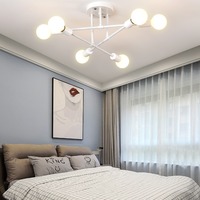 Lustre LED 6 têtes en fer forgé, style industriel créatif et minimaliste, pour chambre nordique et restaurants
