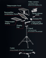 Vente chaude 22 pouces Portable téléprompteur moniteur Kit professionnel grand écran Vlogging équipement haut-parleur support diffusion en direct