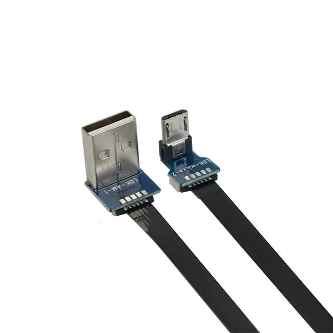 Ultra שטוח דק fpv זווית מיקרו USB גמיש fpc סרט כבל 5pin Ffc Usb 2.0 זכר למייקרו Usb זכר כבל עבור PCB