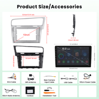 Autoradio Android Podofo 10 pouces pour Volkswagen Golf7 2013-2018, Carplay/Android Auto sans fil, 2+64G WiFi GPS, fournisseur OEM/ODM