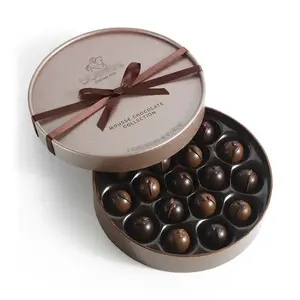Nastro personalizzato fiocco cioccolato Macaron biscotto rotondo tubo di carta scatola del cilindro con vassoio per animali