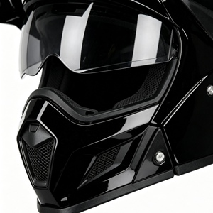 Casque de moto à visière relevable, coque noire en ABS, double visière, ouvert, homologué DOT, toutes saisons, fermeture rapide - Product Image 2