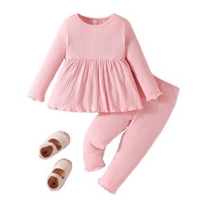 Conjunto de Blusa de Manga Larga con Volantes y Pantalones para Bebés y Niñas Pequeñas, Ropa Infantil al por Mayor - Product Image 1