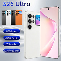 Téléphone mobile Android S26 Ultra, écran 7,3 pouces, 22 Go + 2 To de stockage, appareil photo 108 MP, batterie 8000 mAh, double SIM, 5G débloqué