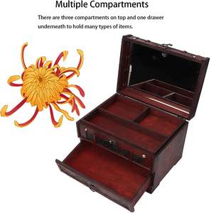 Portagioie in legno con <span class=keywords><strong>specchio</strong></span>, portagioie in legno classico portagioie portabagagli <span class=keywords><strong>porta</strong></span> gioielli - Product Image 5