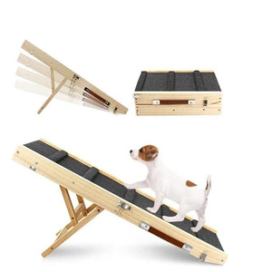 Rampe longue pour chien pour lit et canapé, hauteur réglable de 9,5 à 24 pouces, rampe pour animaux de compagnie <span class=keywords><strong>en</strong></span> bois antidérapante, rampe pliable portable pour chien, rampe pour voiture pour chiens - Product Image 1