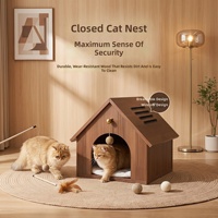 Lit pour chat en bois massif semi-fermé et respirant, style villa, mobilier pour animaux de compagnie, maison pour chat en bois OEM