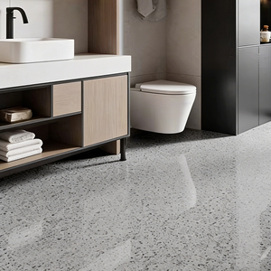 Revêtement auto-nivelant décoratif en sable coloré époxy imitant la pierre naturelle pour les sols de salles de bain d'hôtels de luxe - Product Image 2