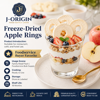 Anneaux de pommes lyophilisées, collation de fruits naturels, chips de pommes prêtes à consommer, durée de conservation de 18 mois, OEM, marque privée, approvisionnement en vrac