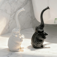Brosse de toilette avec manche long et base de désinfection, ensemble de nettoyage créatif en forme d'éléphant pour toilettes