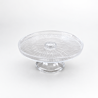 Assiette de service en verre texturé transparent de 21 cm, bord surélevé, pour desserts, gâteaux et fruits, idéale pour hôtels et restaurants - Vente en gros usine