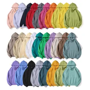 Campione gratuito ad alto peso colorato plain hoodie tinta unita felpe tinta unita con cappuccio foderato in seta per gli uomini del ragazzo