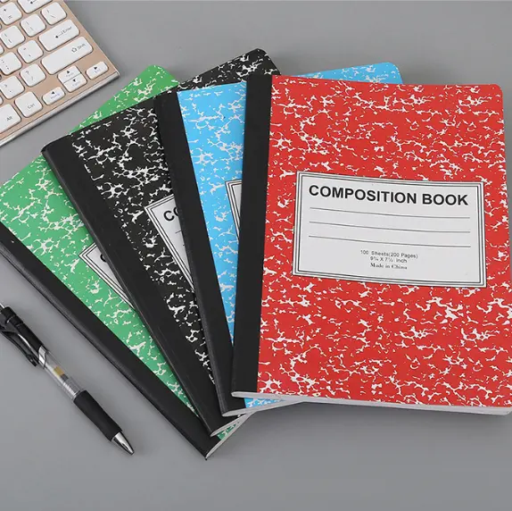 B5 Compositie Notitieboekjes Nieuw Product Kids College Office School Notebook 200 Pagina 'S Zwart Marmer Geregeerd Promotionele Notebook