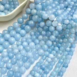 Perles de pierre en gros 6/8/10mm perles rondes de couleur bleu mer pour la fabrication de bijoux à bricoler soi-même - Product Image 2