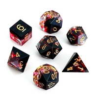 Lot de dés polyédriques carrés en résine rouge et noire de qualité supérieure, à bords vifs, 1 pièce avec lettrage doré pour D&D