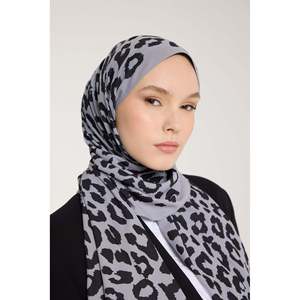 Pure Tone Shawl - Leopard Print - Silver - Black - Leopard Print - Silver - Black - Product Image 3