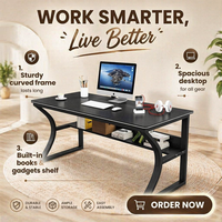 Bureau d'étude moderne en métal pour ordinateur portable, idéal pour le télétravail - Bureau d'écriture et d'ordinateur