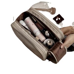 Sac à cosmétiques portable de grande capacité en PU avec fermeture éclair, style simple, poignée latérale, pour le voyage et le rangement sur le bureau, rangement pour <span class=keywords><strong>pinceaux</strong></span> de maquillage - Product Image 5