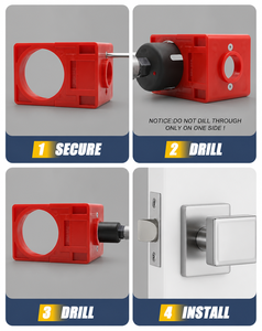Kit di installazione cerniere e serrature per porte con ghiera per fresa e attrezzo per mortasatura - Modelli per fresa da 2,<span class=keywords><strong>5</strong></span>" <span class=keywords><strong>x</strong></span> <span class=keywords><strong>5</strong></span>" quadrati, <span class=keywords><strong>1</strong></span>/<span class=keywords><strong>4</strong></span>" R, <span class=keywords><strong>5</strong></span>/8" - Product Image 6