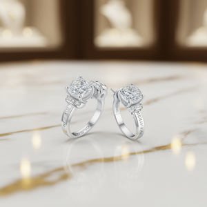 Boucles d'oreilles Mbletojum en diamant platine, taille coussin, couleur D naturelle, certifiées, pour femme, classiques, pour fiançailles, taille 10 - Product Image 2