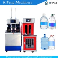 Machine de soufflage semi-automatique PET/PC/PP Petplus RF-10J-600B 600BPH 5L 10L 2 cavités avec moteur Mitsubishi PLC et vérin pneumatique AirTac